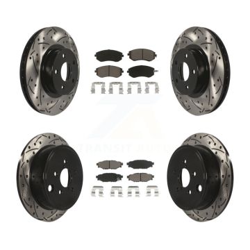 Front Rear Coated Drilled Slotted Disc Brake Rotor And Ceramic Pad Kit For Subaru Impreza KDC-100460