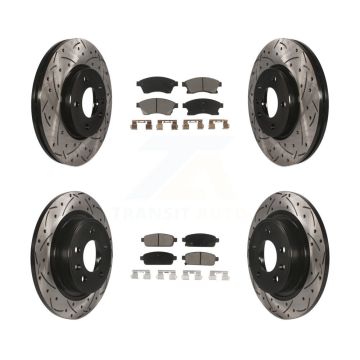 Front Rear Coated Drill Slot Disc Brake Rotors Ceramic Pad Kit For 2012-2013 Buick Verano KDC-100472