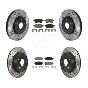 Front Rear Drilled Slot Disc Brake Rotor Ceramic Pad Kit For 2013-2014 Chevrolet Sonic RS KDC-100473