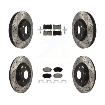 Front Rear Coat Drill Slot Disc Brake Rotors Ceramic Pad Kit For 2016 Audi Q5 FLEX engine KDC-100478
