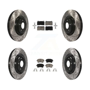 Front Rear Coated Drilled Slotted Disc Brake Rotors And Ceramic Pads Kit For Audi Q5 KDC-100479