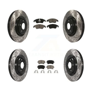 Front Rear Coated Drilled Slotted Disc Brake Rotors And Ceramic Pad Kit For Audi Q5 S4 S5 KDC-100480