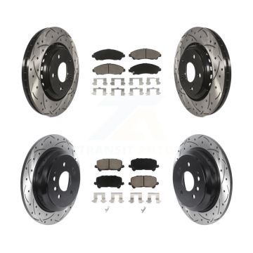 Front Rear Coated Drilled Slot Disc Brake Rotor Ceramic Pad Kit For Honda Pilot Ridgeline KDC-100481