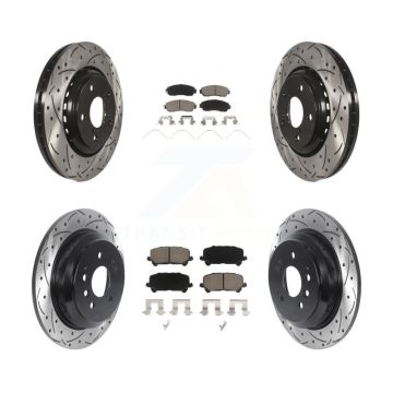 Front Rear Coat Drill Slot Disc Brake Rotors Ceramic Pad Kit For 2019-2024 Honda Passport KDC-100482