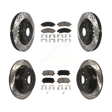 Front Rear Coated Drilled Slot Disc Brake Rotor & Ceramic Pad Kit For 2014-2016 Acura MDX KDC-100483