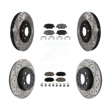 Front Rear Coated Drill Slot Disc Brake Rotor Ceramic Pad Kit For Jeep Renegade Fiat 500X KDC-100484