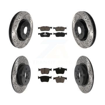 Front Rear Coated Drill Slot Disc Brake Rotor Ceramic Pad Kit For Land Rover Range Evoque KDC-100486