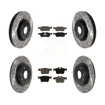 Front Rear Drilled Slot Brake Rotor Ceramic Pad Kit For Land Rover Discovery Sport Jaguar KDC-100487
