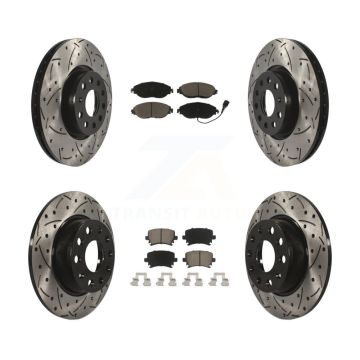 Front Rear Coated Drilled Slotted Disc Brake Rotor And Ceramic Pad Kit For Volkswagen GTI KDC-100492