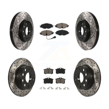 Front Rear Drilled Slot Disc Brake Rotor & Ceramic Pad Kit For Volkswagen Golf SportWagen KDC-100494