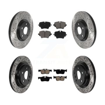 Front Rear Drilled Slot Brake Rotors Ceramic Pad Kit For BMW X1 X2 Mini Cooper Countryman KDC-100496