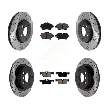 Front Rear Coated Drilled Slot Disc Brake Rotor & Ceramic Pad Kit For Mini Cooper Clubman KDC-100498