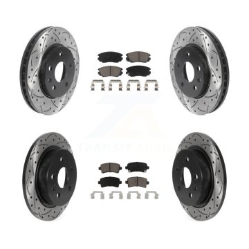 Front Rear Coat Drill Slot Disc Brake Rotors Ceramic Pad Kit For Chevrolet Malibu Limited KDC-100501