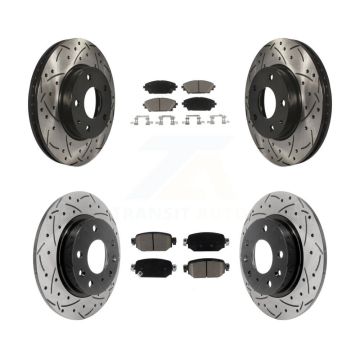 Front Rear Coat Drill Slot Disc Brake Rotors Ceramic Pad Kit For 2019-2022 Mazda CX-3 FWD KDC-100503