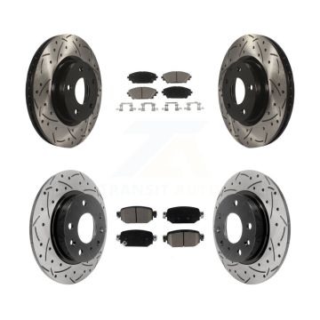 Front Rear Coat Drill Slot Disc Brake Rotors Ceramic Pad Kit For 2019-2022 Mazda CX-3 AWD KDC-100504