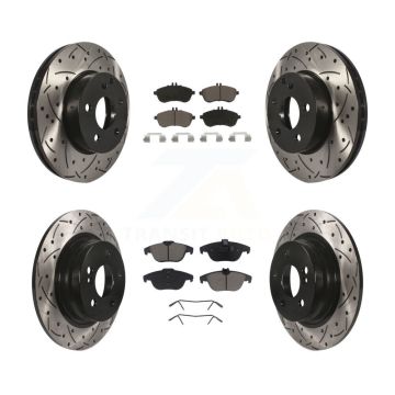 Front Rear Coated Drill Slot Disc Brake Rotor Ceramic Pad Kit For Mercedes-Benz C250 C230 KDC-100506