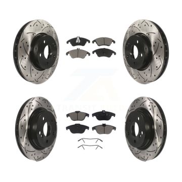 Front Rear Drilled Slot Disc Brake Rotor Ceramic Pad Kit For Mercedes-Benz C300 C350 E350 KDC-100507