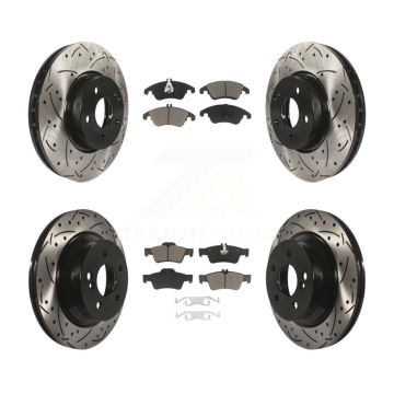 Front Rear Coated Drill Slot Disc Brake Rotor Ceramic Pad Kit For Mercedes-Benz E350 E400 KDC-100509