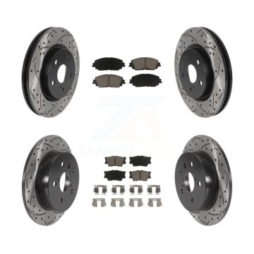 Front Rear Coated Drilled Slotted Disc Brake Rotors And Ceramic Pads Kit For Toyota Camry KDC-100511