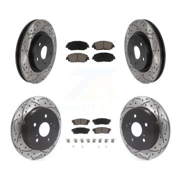 Front Rear Drilled Slot Brake Rotor & Ceramic Pad Kit For Toyota RAV4 Camry Corolla Cross KDC-100512
