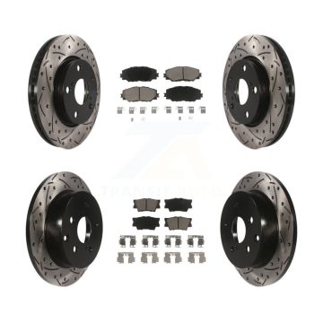 Front Rear Coat Drill Slot Disc Brake Rotors Ceramic Pad Kit For Toyota RAV4 Lexus HS250h KDC-100513