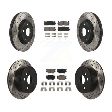 Front Rear Drilled Slot Brake Rotor & Ceramic Pad Kit For Toyota Camry Lexus ES350 Avalon KDC-100515