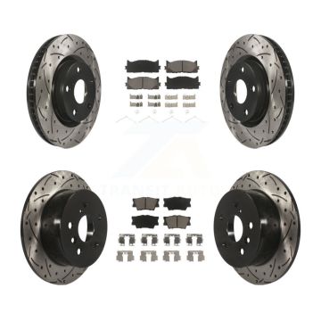 Front Rear Drilled Slot Brake Rotor & Ceramic Pad Kit For Toyota Camry Lexus ES350 Avalon KDC-100516