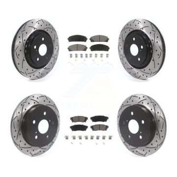 Front Rear Coated Drill Slot Disc Brake Rotor Ceramic Pad Kit For Toyota Camry Avalon TRD KDC-100517