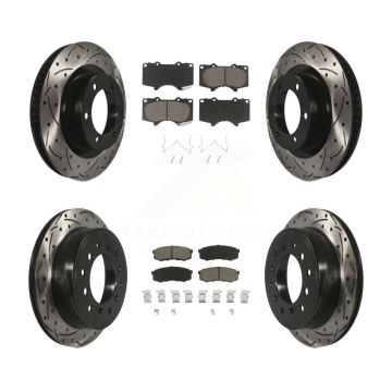 Front Rear Drilled Slot Disc Brake Rotor & Ceramic Pad Kit For Toyota 4Runner Lexus GX460 KDC-100519
