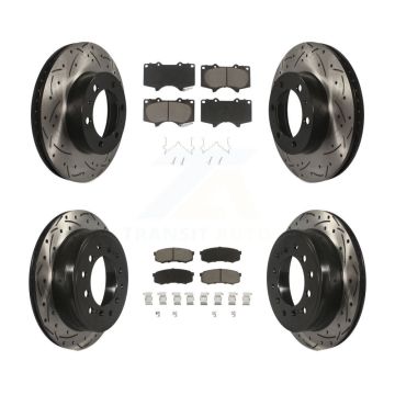 Front Rear Drilled Slot Disc Brake Rotors Ceramic Pad Kit For 2010-2014 Toyota FJ Cruiser KDC-100520