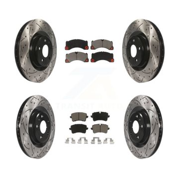 Front Rear Coated Drill Slot Disc Brake Rotor Ceramic Pad Kit For 2017 Porsche Macan Base KDC-100522