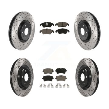 Front Rear Coated Drilled Slotted Disc Brake Rotors And Ceramic Pads Kit For Audi A6 KDC-100523