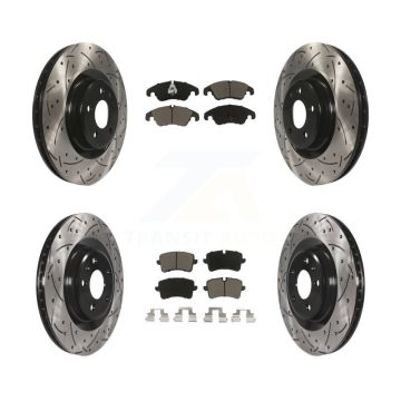 Front Rear Coated Drilled Slotted Disc Brake Rotor Ceramic Pad Kit For Audi A6 Quattro A7 KDC-100525