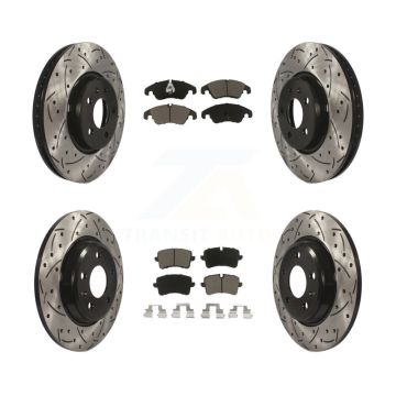 Front Rear Coated Drilled Slotted Disc Brake Rotors And Ceramic Pads Kit For Audi A6 KDC-100526