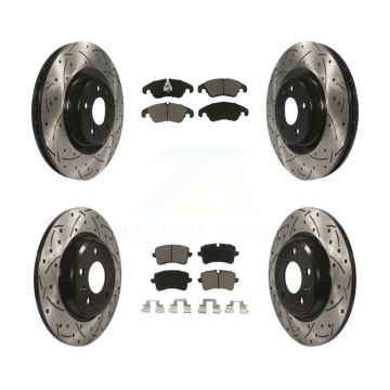 Front Rear Coated Drilled Slotted Disc Brake Rotors And Ceramic Pads Kit For Audi A6 KDC-100527