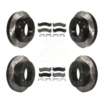 Front Rear Drilled Slot Brake Rotor Ceramic Pad Kit For Chevrolet GMC Sierra 2500 HD 3500 KDC-100528