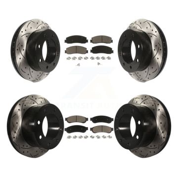 Front Rear Drilled Slot Brake Rotor & Ceramic Pad Kit For Ford F-350 Super Duty F-250 4WD KDC-100529