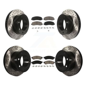 Front Rear Drilled Slot Brake Rotor & Ceramic Pad Kit For Ford F-250 Super Duty F-350 4WD KDC-100530