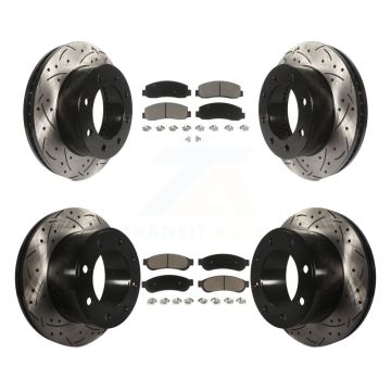 Front Rear Drill Slot Brake Rotor Ceramic Pad Kit For 2008-2009 Ford F-250 Super Duty 4WD KDC-100531