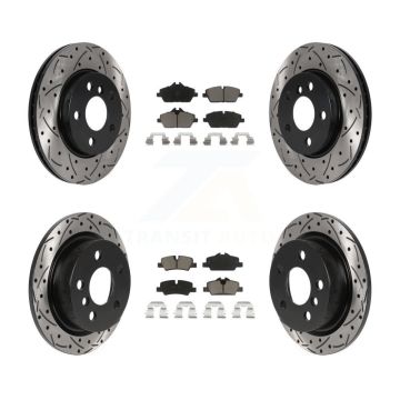 Front Rear Coated Drilled Slotted Disc Brake Rotors And Ceramic Pads Kit For Mini Cooper KDC-100532