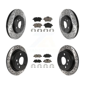 Front Rear Coated Drilled Slotted Disc Brake Rotors And Ceramic Pads Kit For Mini Cooper KDC-100533