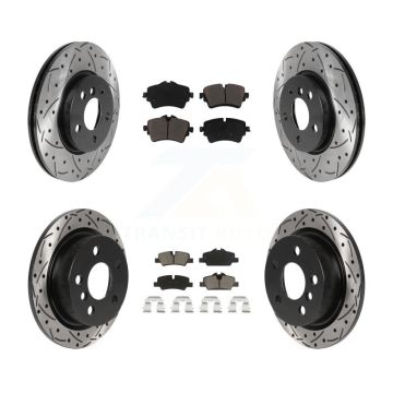 Front Rear Coated Drilled Slotted Disc Brake Rotors And Ceramic Pads Kit For Mini Cooper KDC-100534