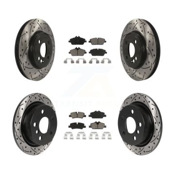 Front Rear Drilled Slot Disc Brake Rotor & Ceramic Pad Kit For 2015 Mini Cooper 2.0L/1.5L KDC-100535