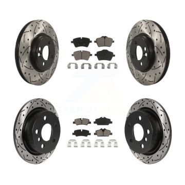 Front Rear Drilled Slot Disc Brake Rotor & Ceramic Pad Kit For 2015 Mini Cooper 2.0L/1.5L KDC-100536