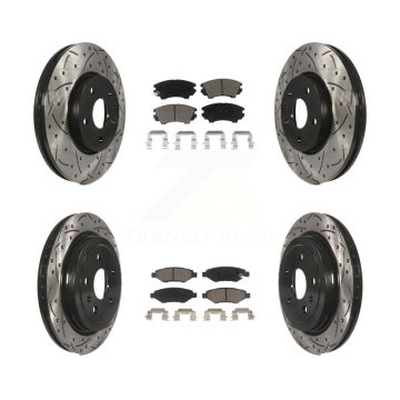 Front Rear Drilled Slot Brake Rotors Ceramic Pad Kit For 2010-2015 Chevrolet Camaro LT LS KDC-100539