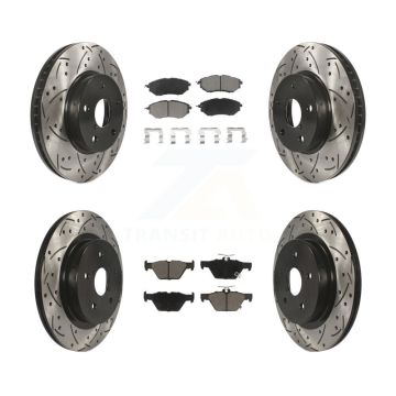 Front Rear Coated Drill Slot Disc Brake Rotor Ceramic Pad Kit For 2015 Subaru Legacy 2.5L KDC-100543