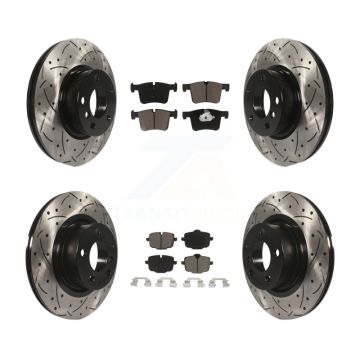 Front Rear Coated Drill Slot Disc Brake Rotors Ceramic Pad Kit For 2012 BMW X3 From 10 11 KDC-100546