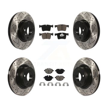 Front Rear Coated Drilled Slotted Disc Brake Rotors And Ceramic Pads Kit For BMW X3 X4 KDC-100547