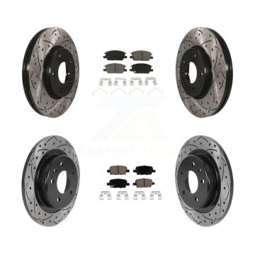 Front Rear Coated Drilled Slotted Disc Brake Rotor & Ceramic Pad Kit For Chevrolet Malibu KDC-100548
