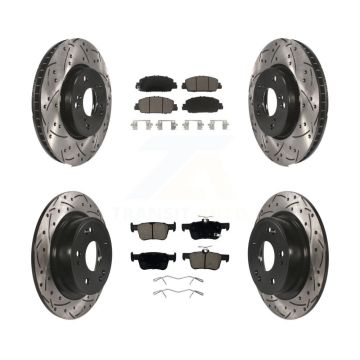 Front Rear Coated Drilled Slotted Disc Brake Rotors And Ceramic Pads Kit For Honda Accord KDC-100550
